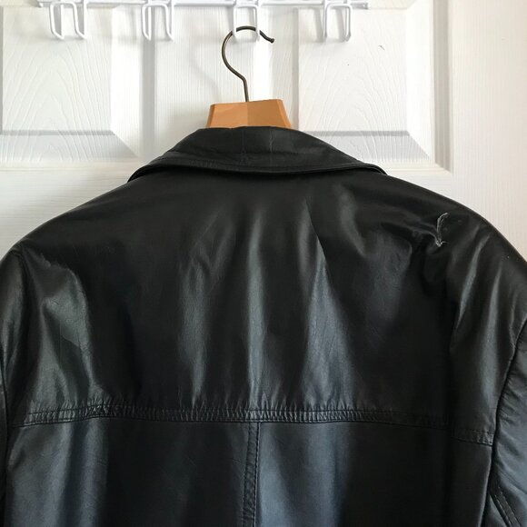 London Fog Mens Black Leather Bomber Jacket LG Vintage - Picture 7 of 12